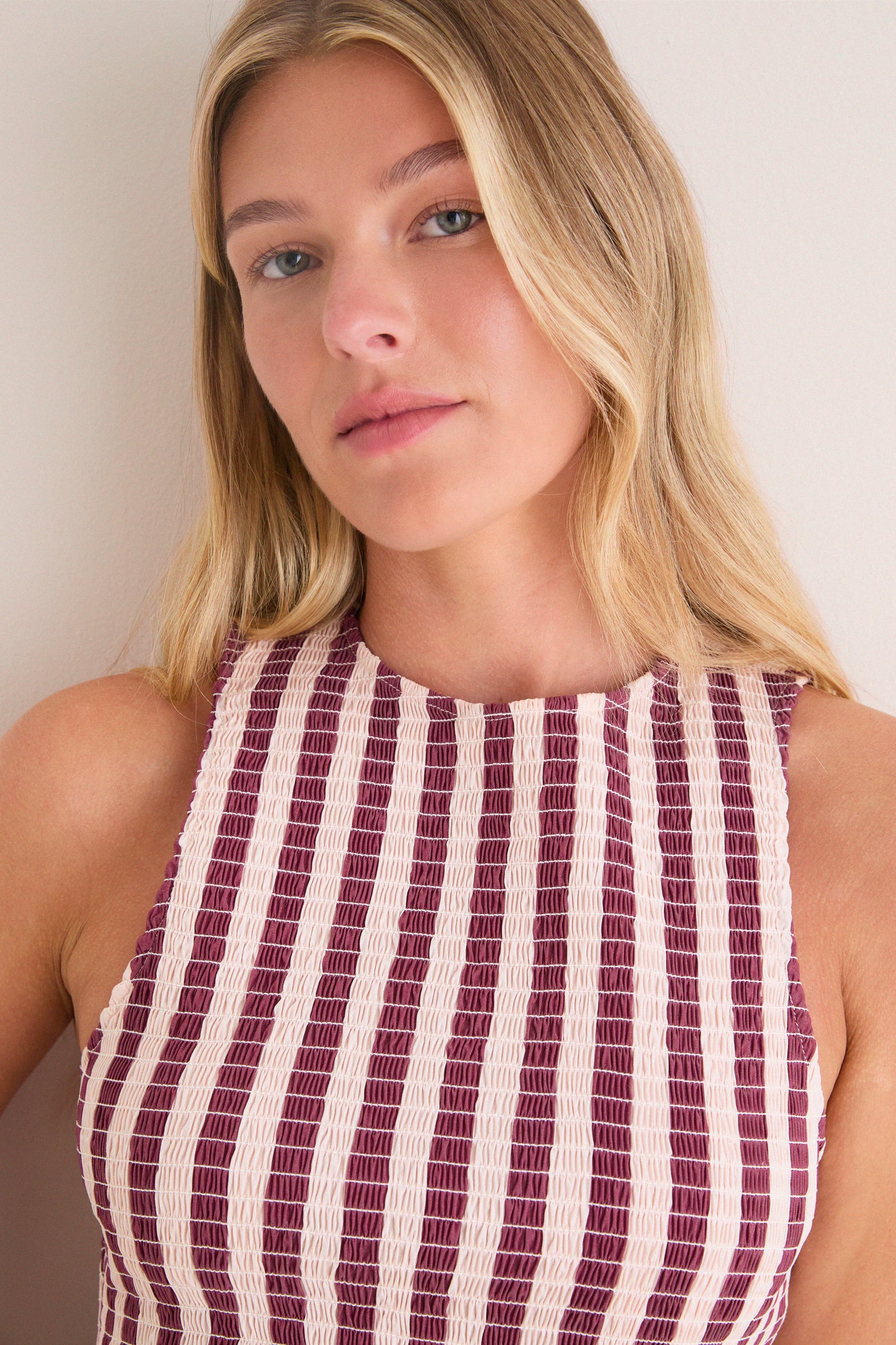 Sangria and Stone Stripe Arlin Midi Dress
