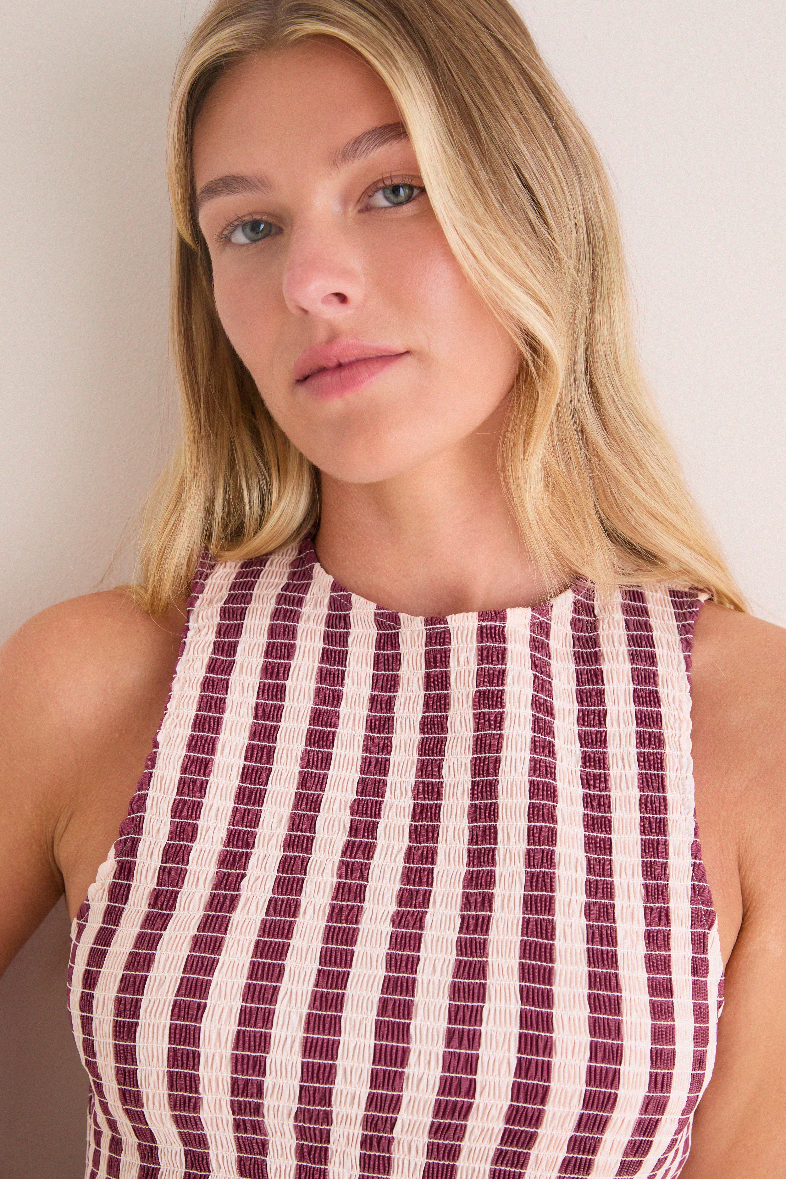 Sangria and Stone Stripe Arlin Midi Dress