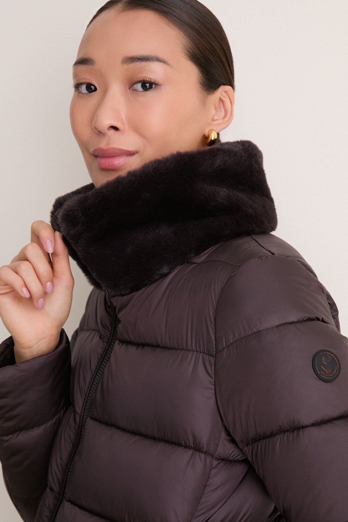 Brown Black Mei Puffer Jacket