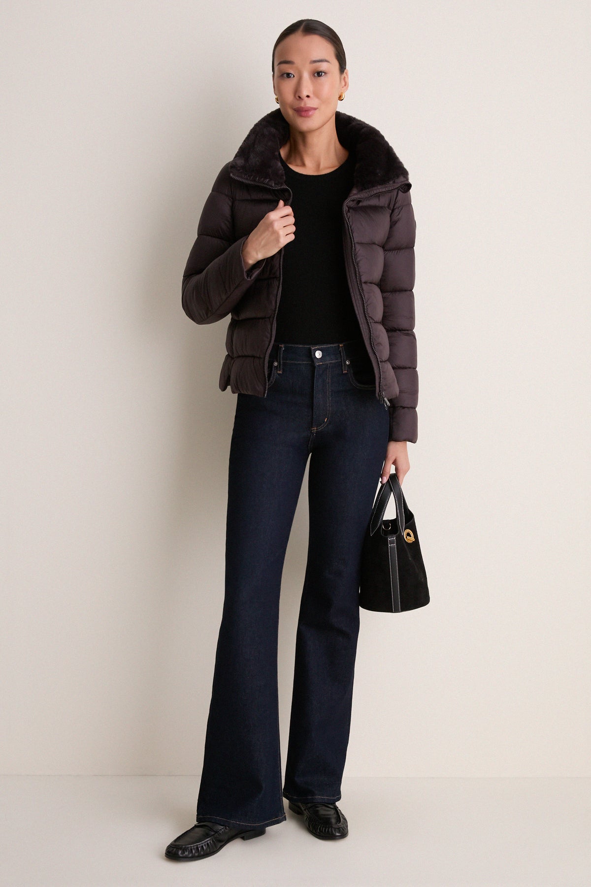 Brown Black Mei Puffer Jacket