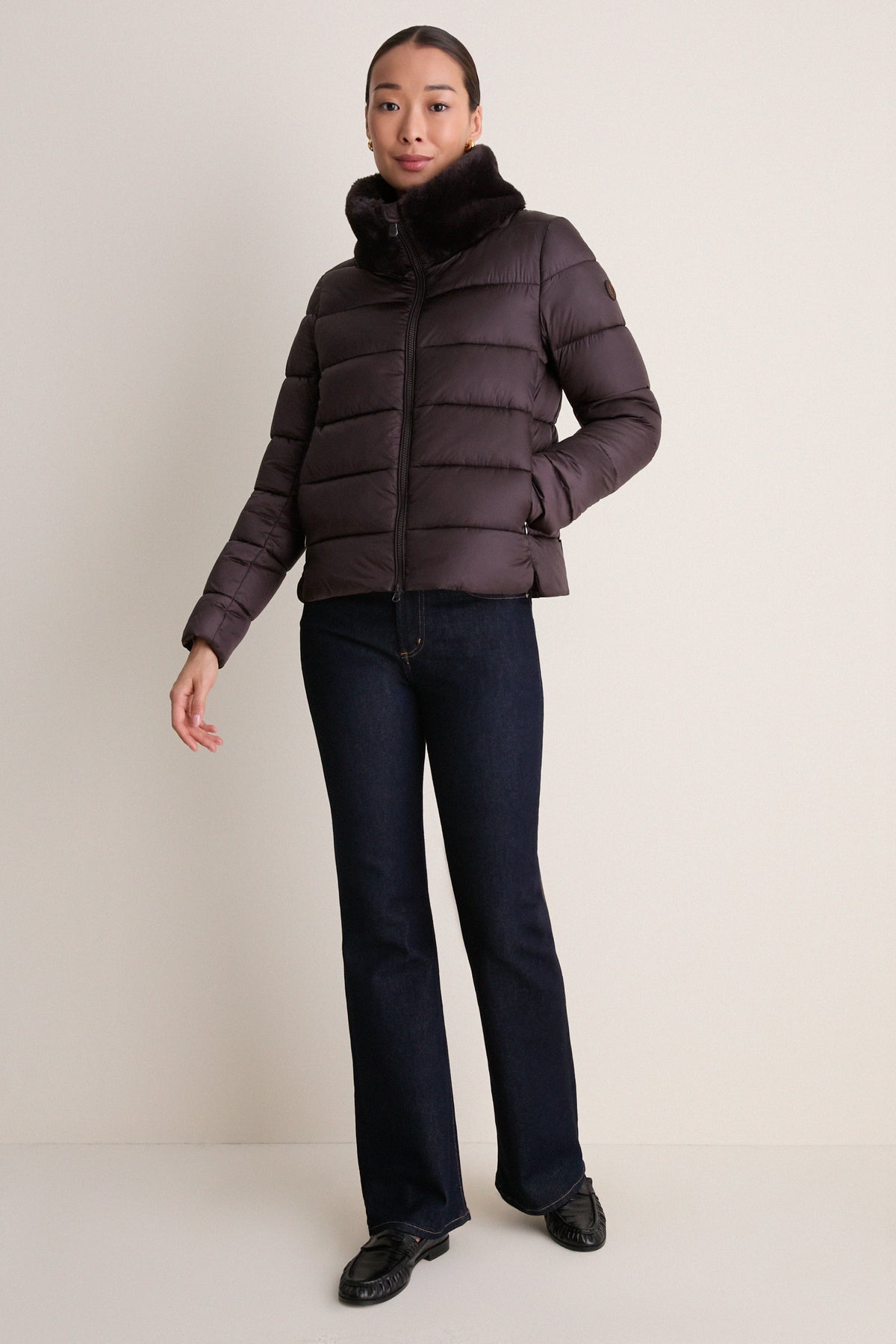 Brown Black Mei Puffer Jacket