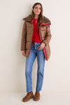 Noisette Brown Bonita Funnel Neck Puffer Jacket