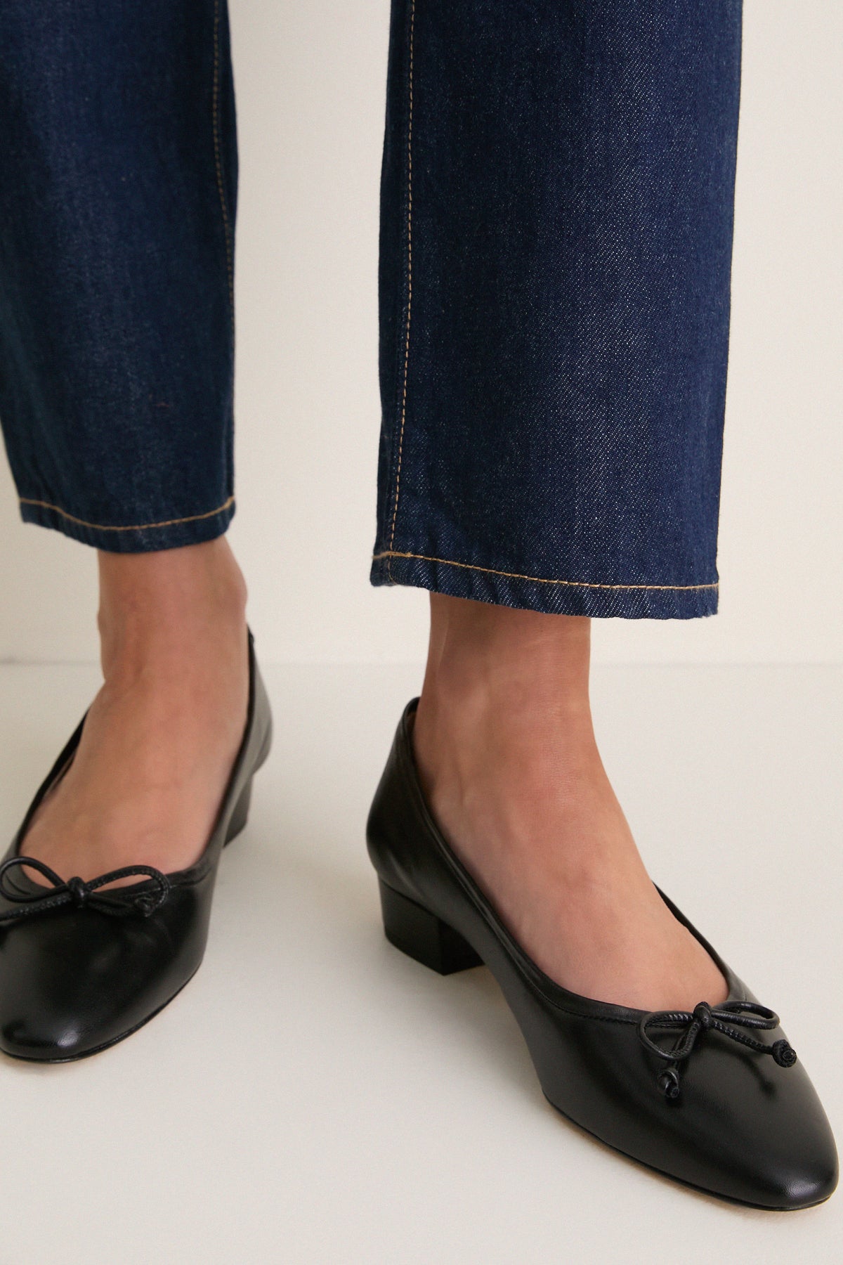 Black Leather Bree Flats