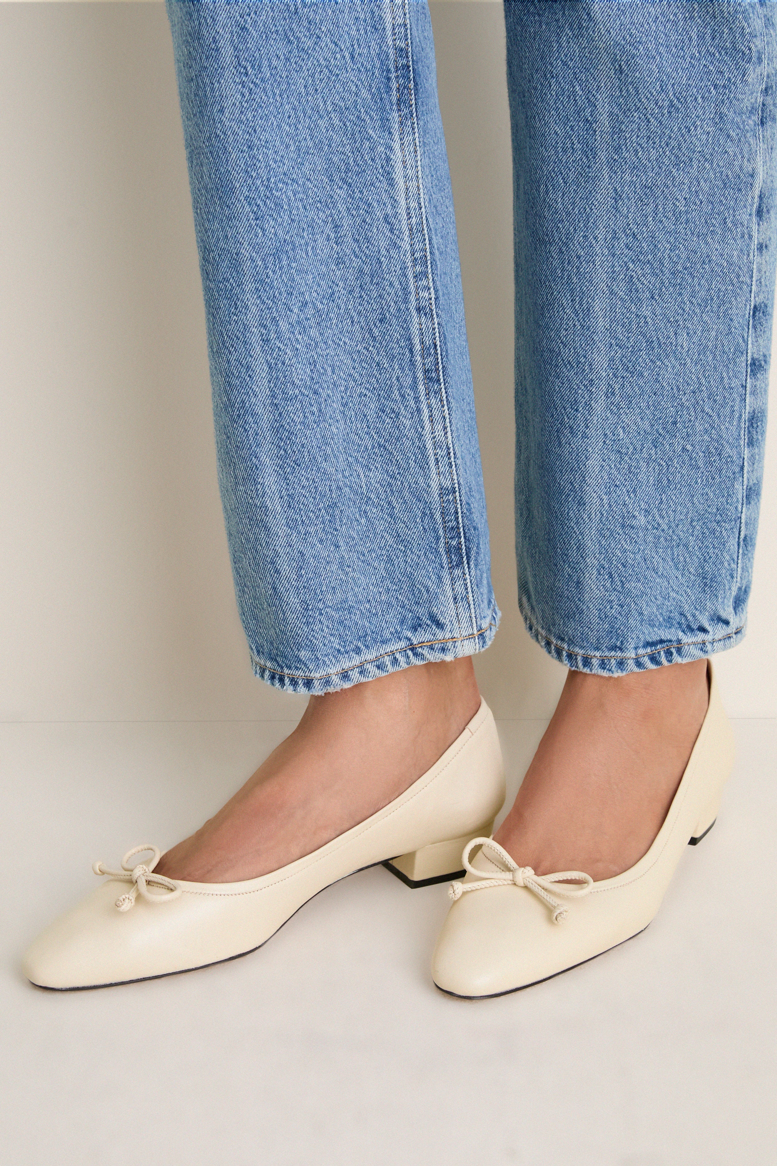 Cream Leather Bree Flats