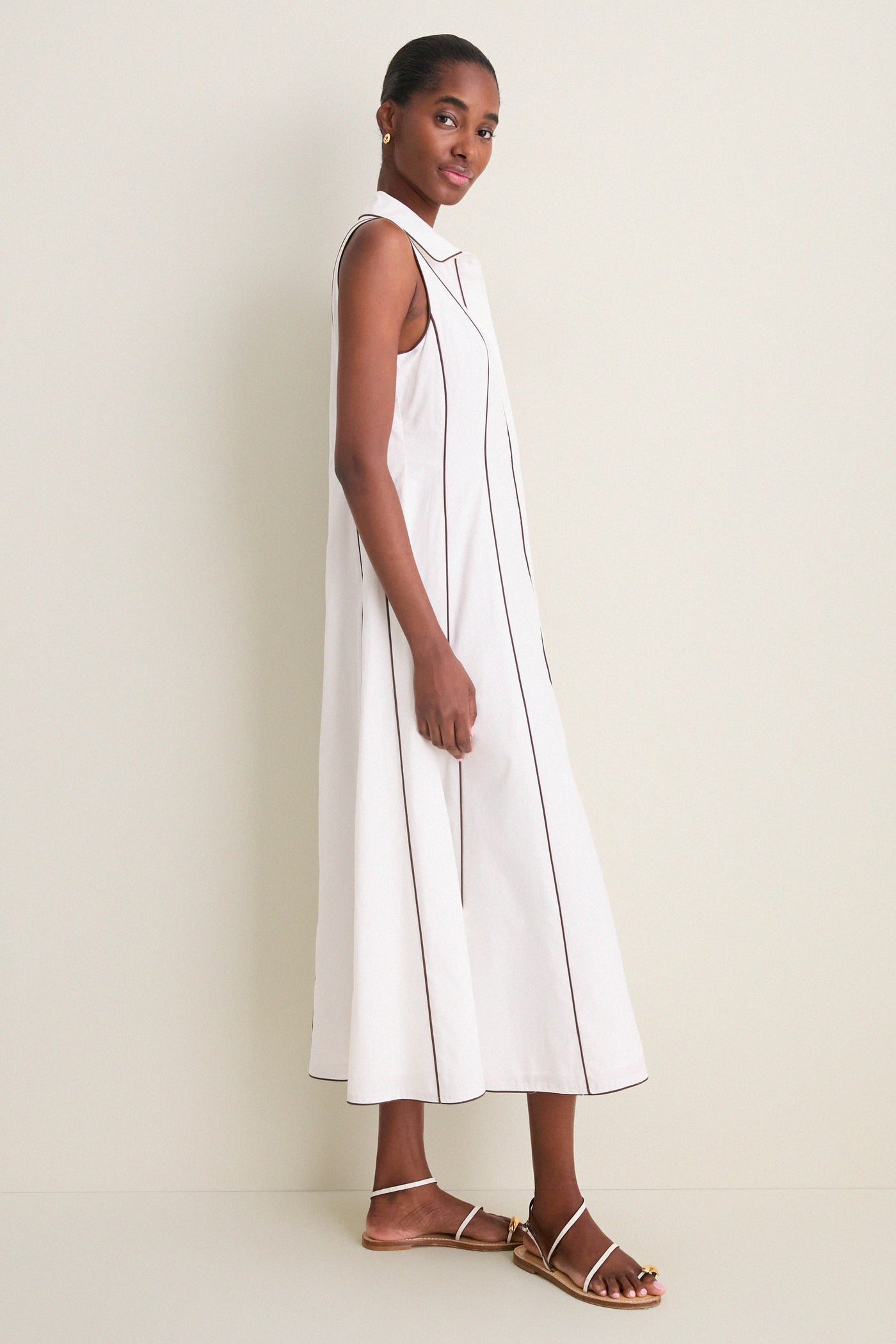 white dress with black piping white dress with black piping Black Work Dress With White Piping