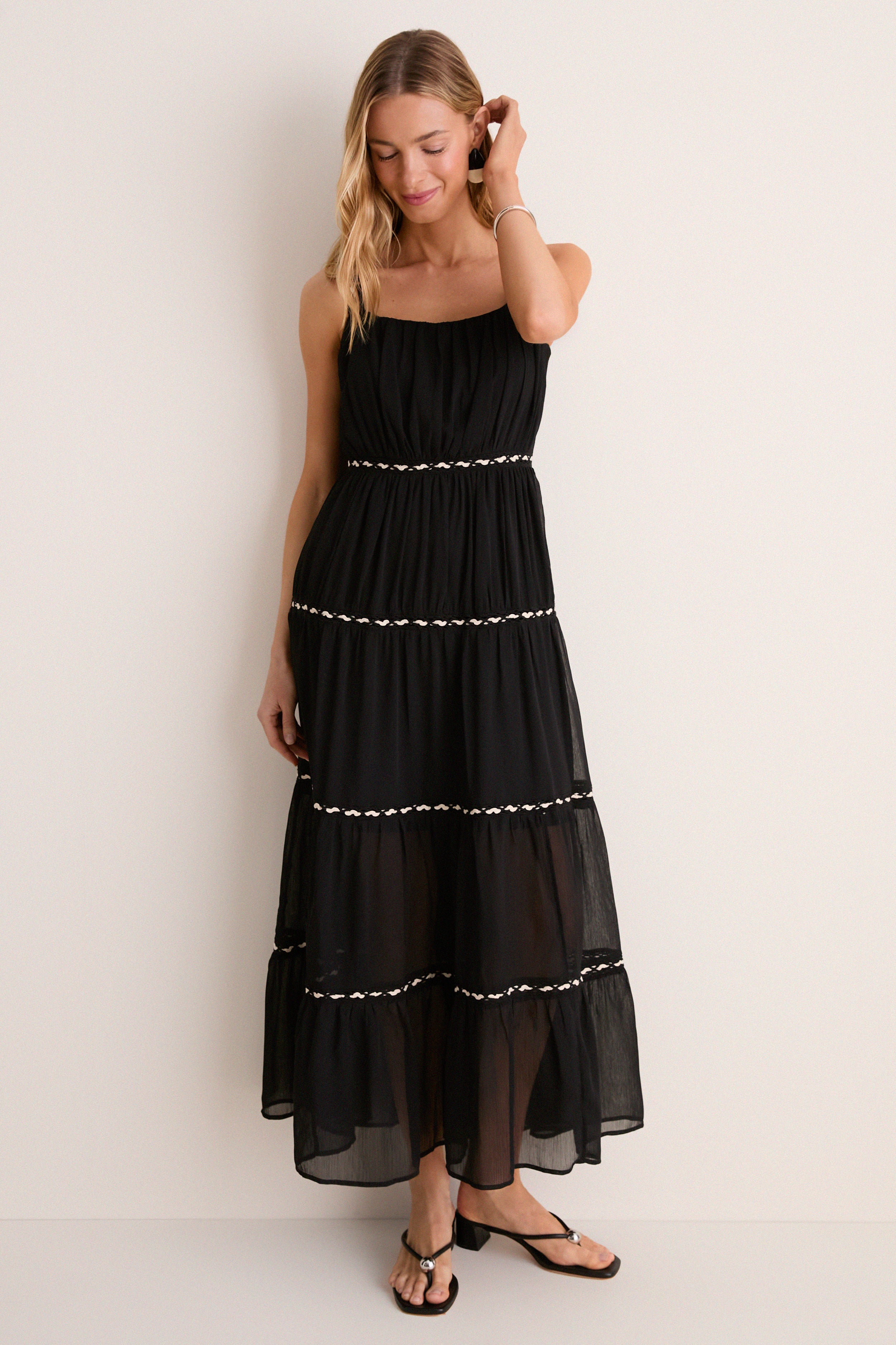 Tuckernuck Black Smocked Ric Rac Sabina Dress Black / M