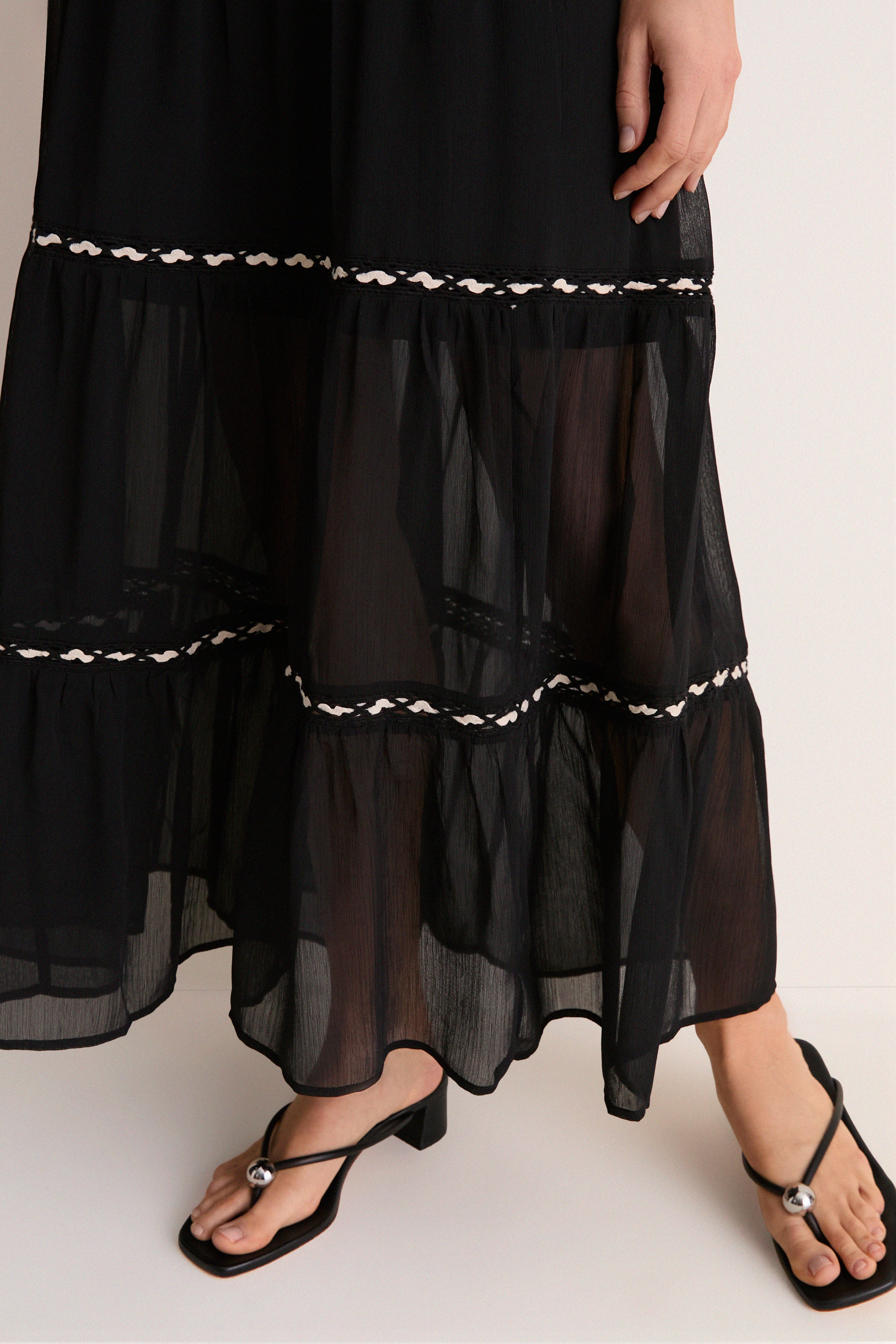 Black Smocked Ric Rac Sabina Dress
