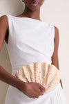 Natural Pearl Origami Scallop Clutch