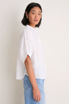 Cloud Seersucker Organic Mandarin Collar Top