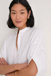 Cloud Seersucker Organic Mandarin Collar Top