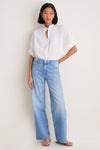 Cloud Seersucker Organic Mandarin Collar Top