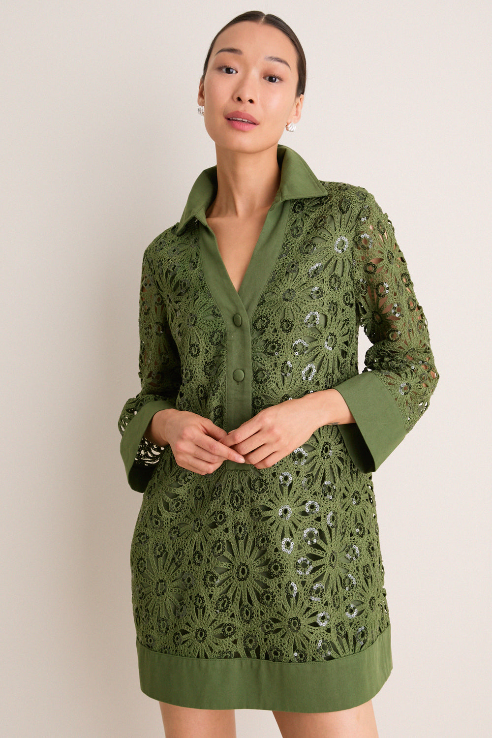 green crochet dress Shop Elle Green/Pink creating different variations of the image Retrofte Women's Roseline Metallic Crochet