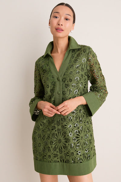 tan crochet collier dress Tuckernuck Green Sparkle Green / XXL Size:17 US - 50 EU An excellent choice for Festival25 Jillian Black & Ivory