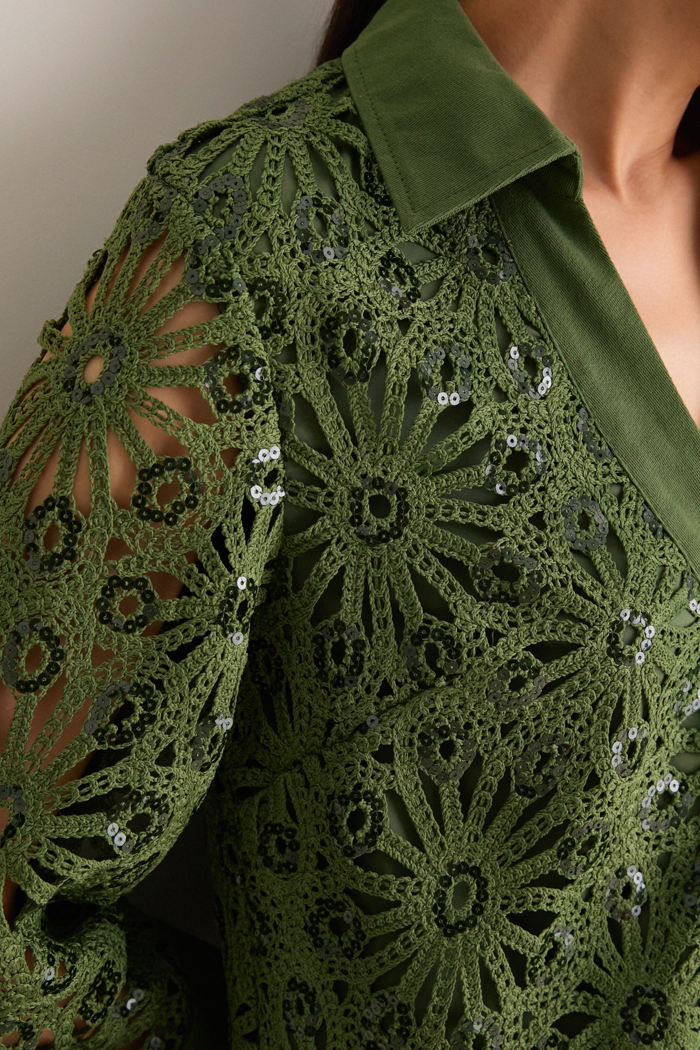 Tuckernuck Green Crochet Sparkle Collier Dress Green / XXL