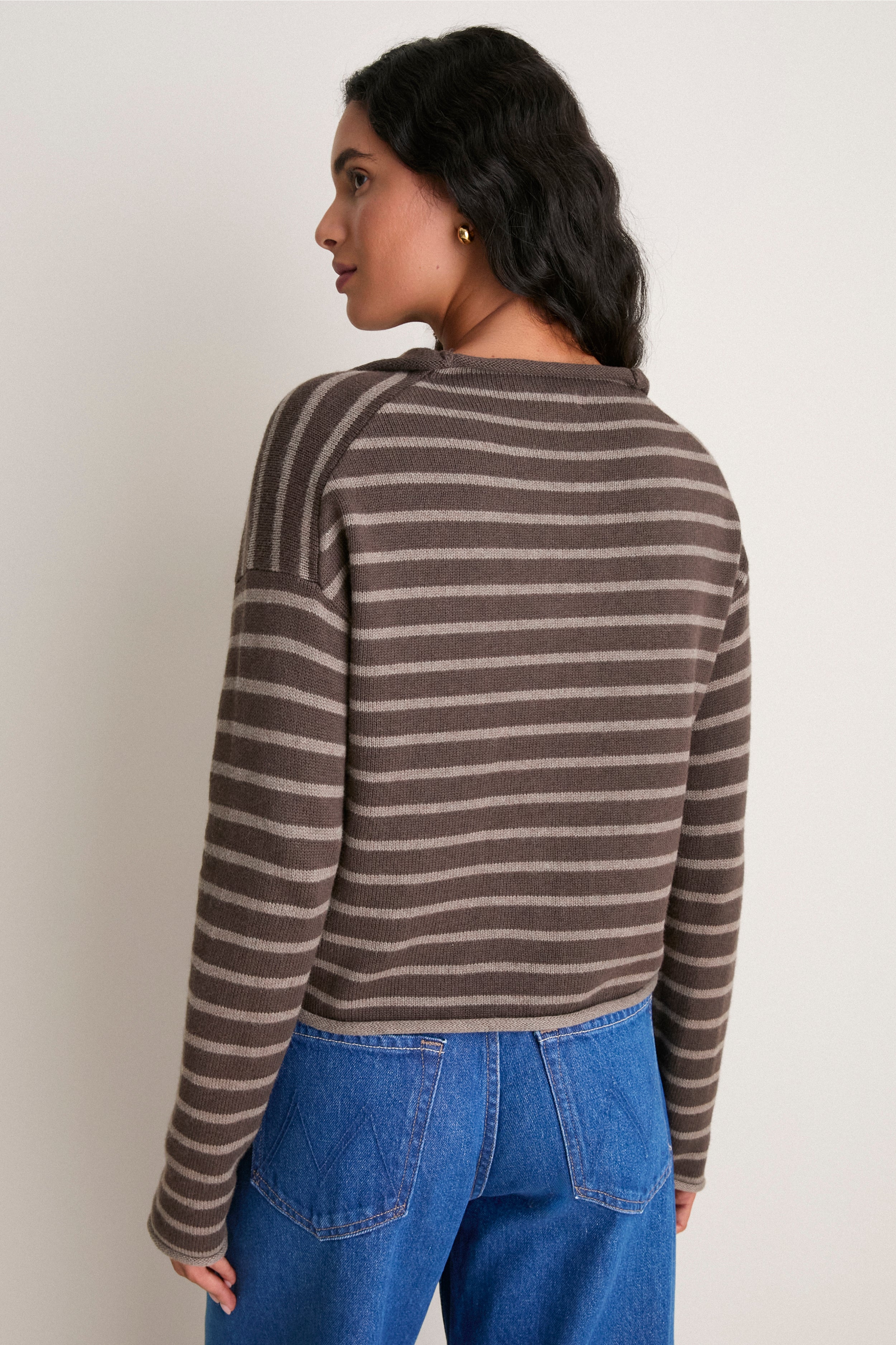 Chocolate and Truffle Mariner Stripe Taylor Cardigan