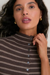 Chocolate and Truffle Mariner Stripe Taylor Cardigan