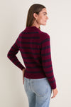 Deep Navy and Barolo Stripe Alice Cashmere Polo