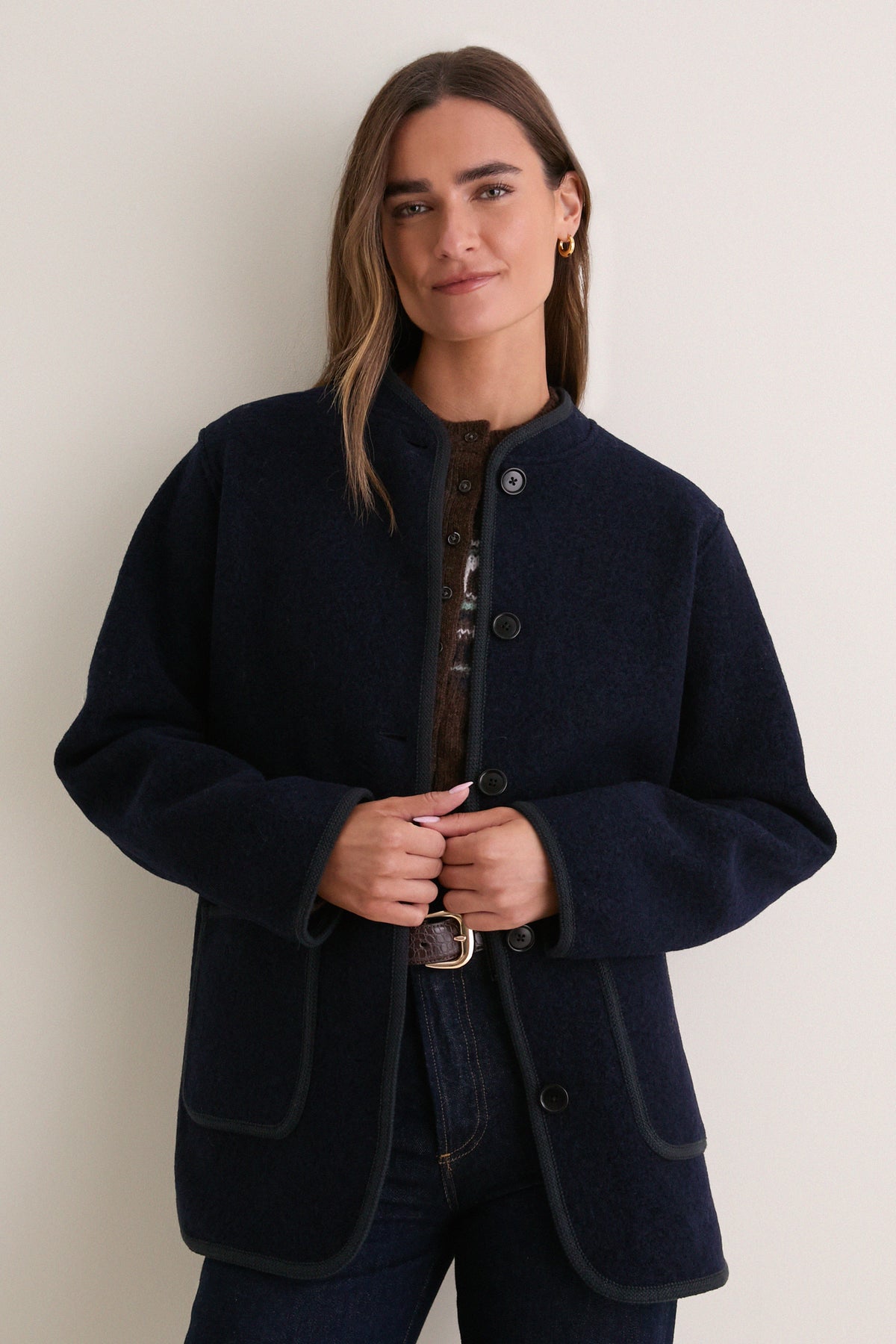 Navy Cambridge Boiled Wool Jacket