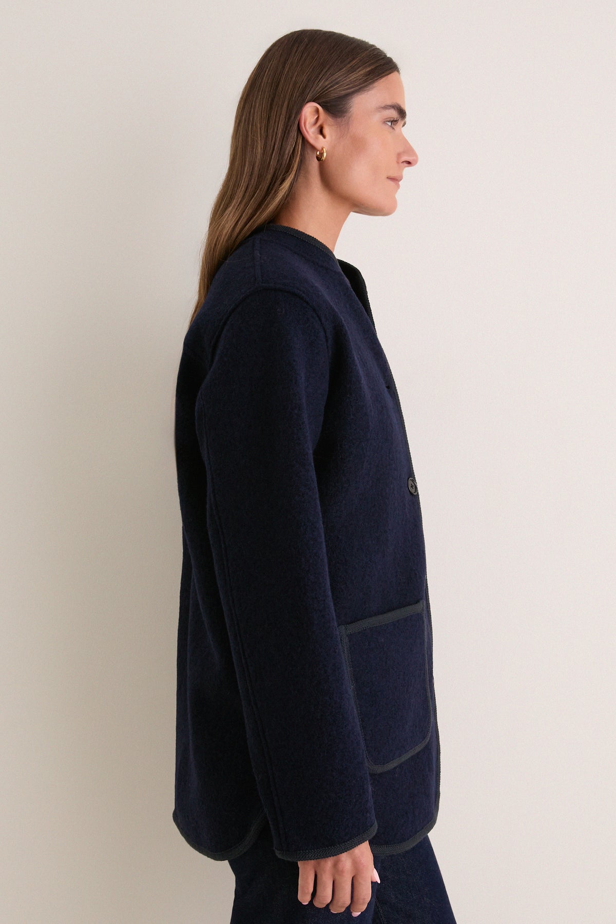 Navy Cambridge Boiled Wool Jacket