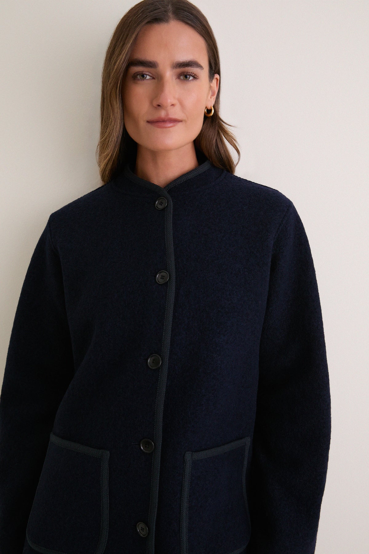 Navy Cambridge Boiled Wool Jacket