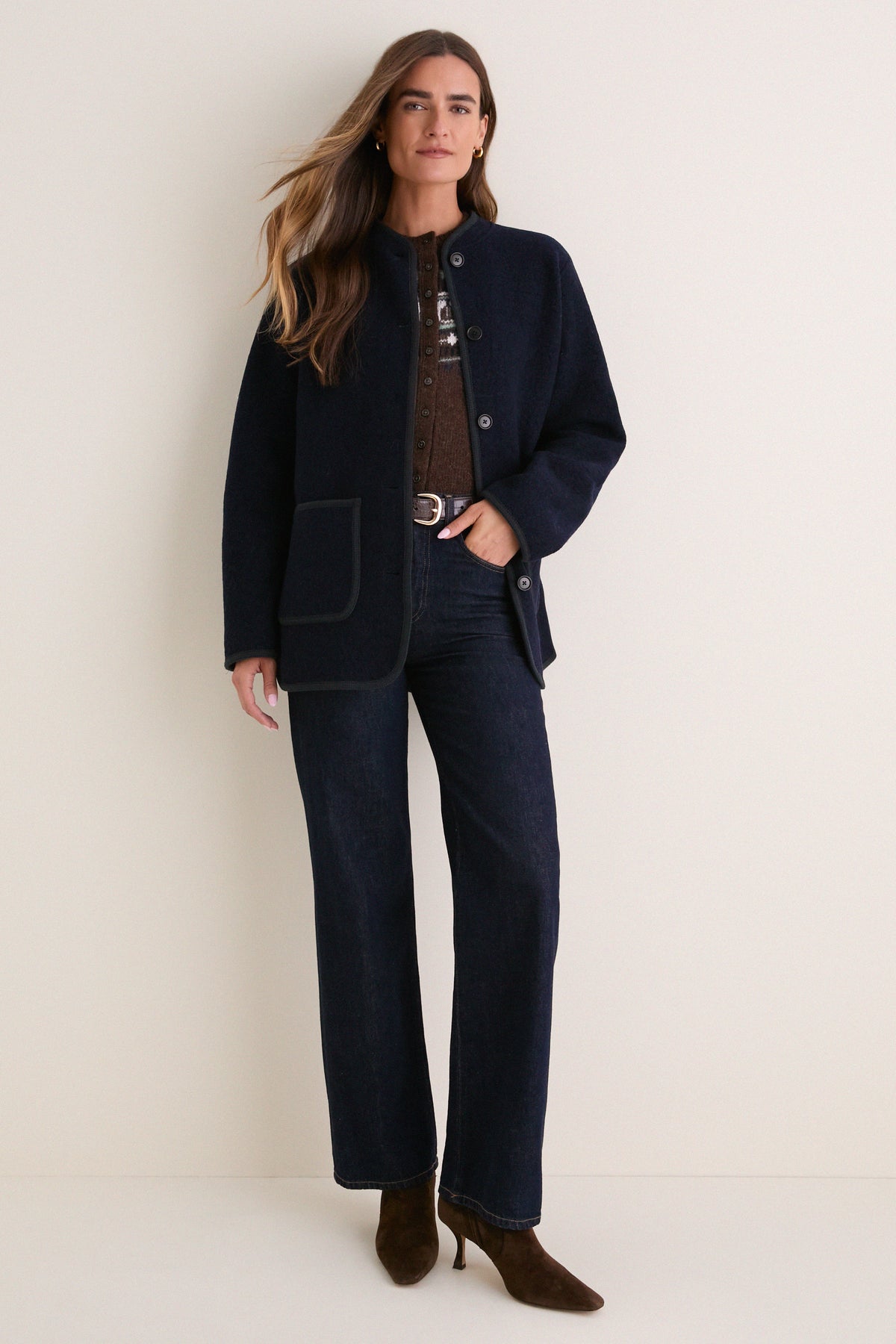 Navy Cambridge Boiled Wool Jacket
