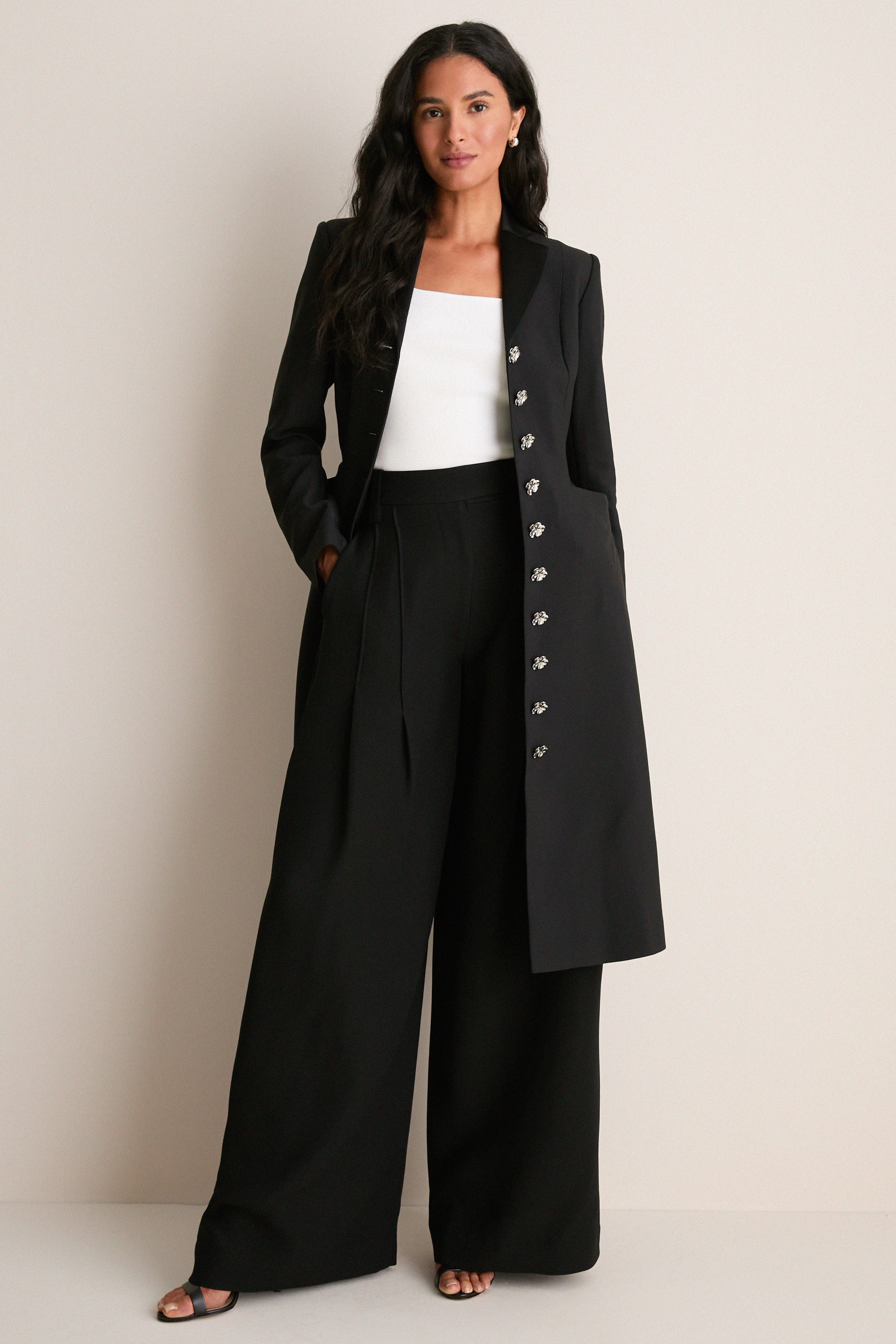 Noir Alexandra Wide-Leg Trousers