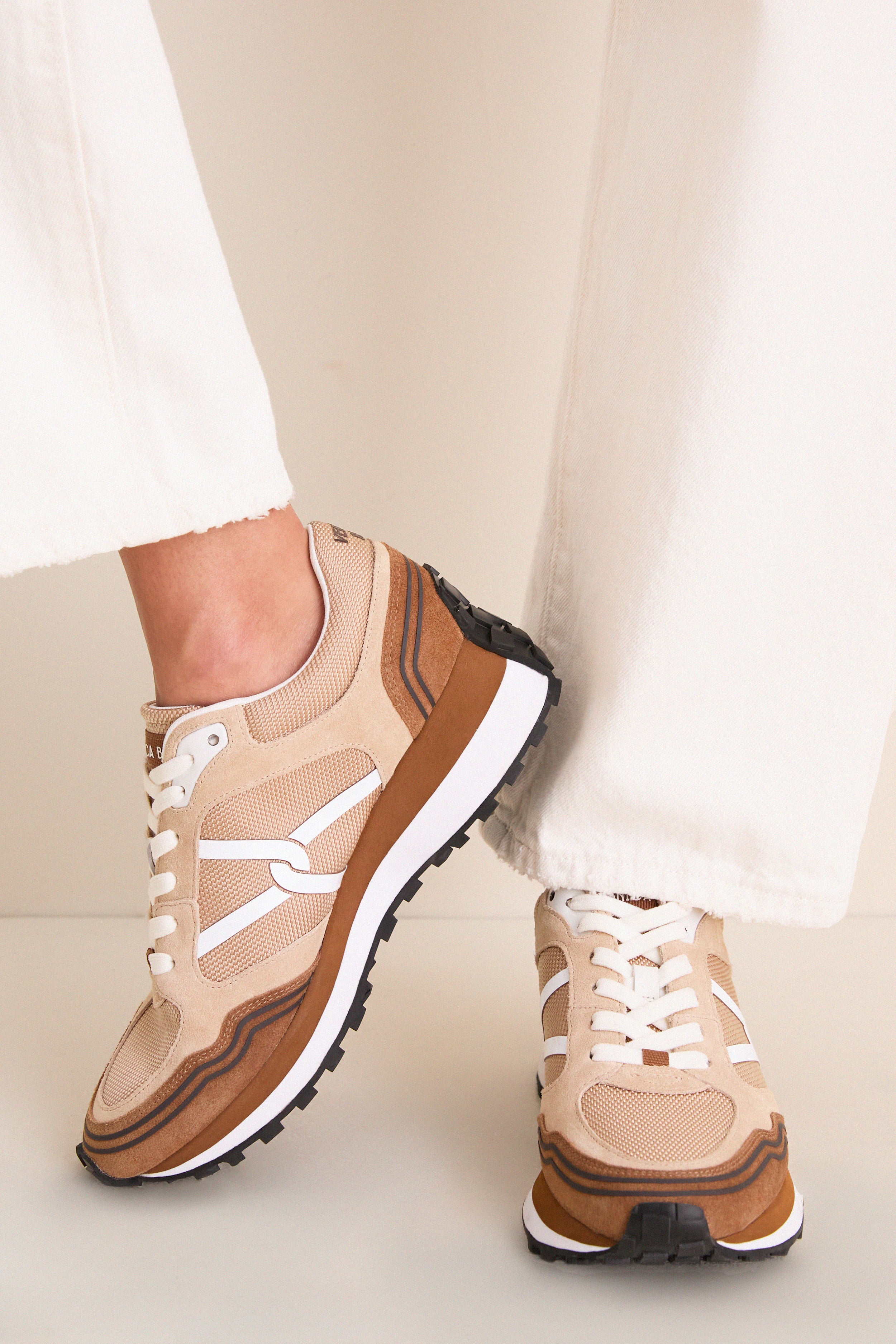 Chestnut and Ecru Valentina Sport Sneakers