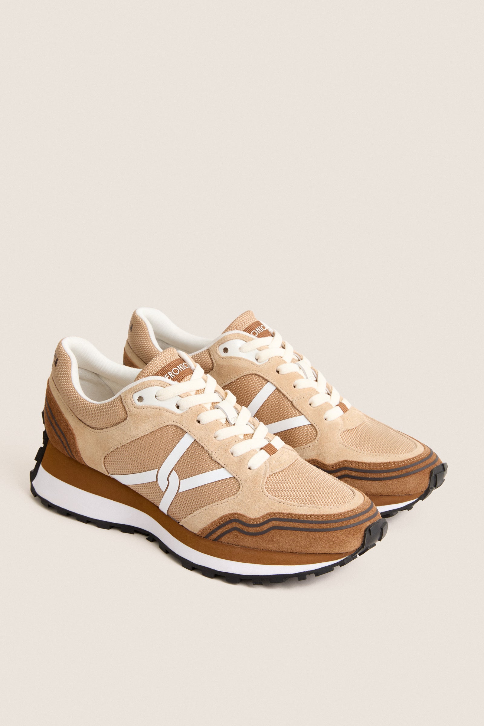 Chestnut and Ecru Valentina Sport Sneakers