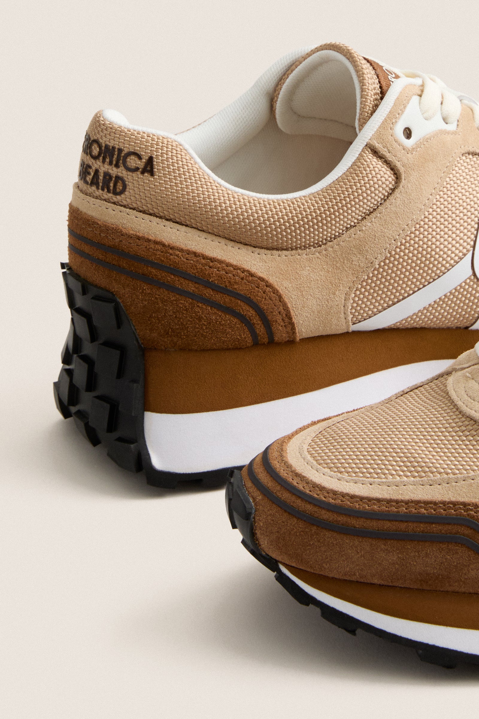 Chestnut and Ecru Valentina Sport Sneakers