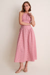 Red Cantinho Gingham Mafra Midi Dress