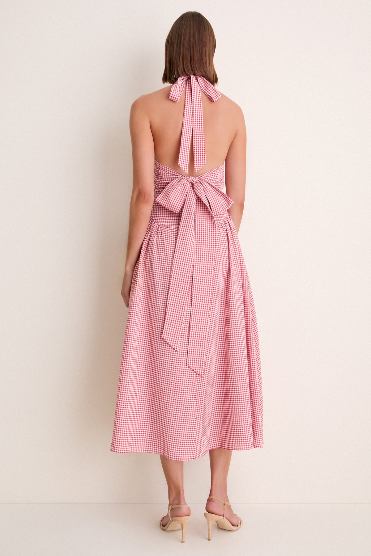 Red Cantinho Gingham Mafra Midi Dress