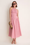 Red Cantinho Gingham Mafra Midi Dress
