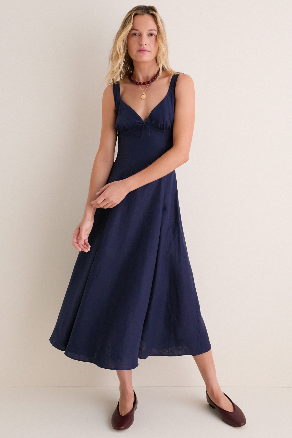 Navy Adalee Midi Dress