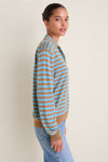Camel and Cerulean Striped Ben Polo Sweater