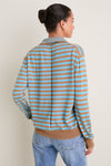 Camel and Cerulean Striped Ben Polo Sweater