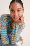 Camel and Cerulean Striped Ben Polo Sweater
