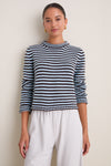 Chocolate and Sky Fine Line Mini Marina Sweater
