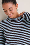 Chocolate and Sky Fine Line Mini Marina Sweater