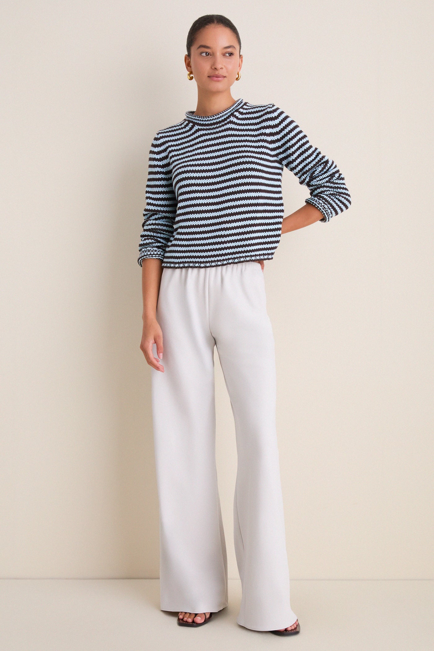 Chocolate and Sky Fine Line Mini Marina Sweater