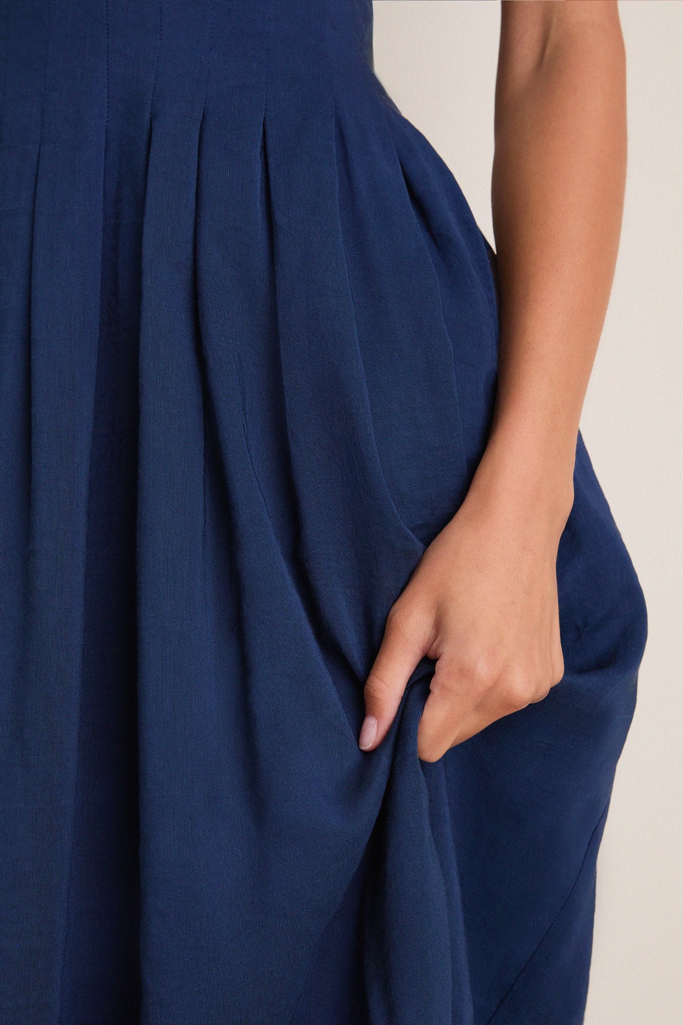 Midnight Pleated Bodice Midi Dress