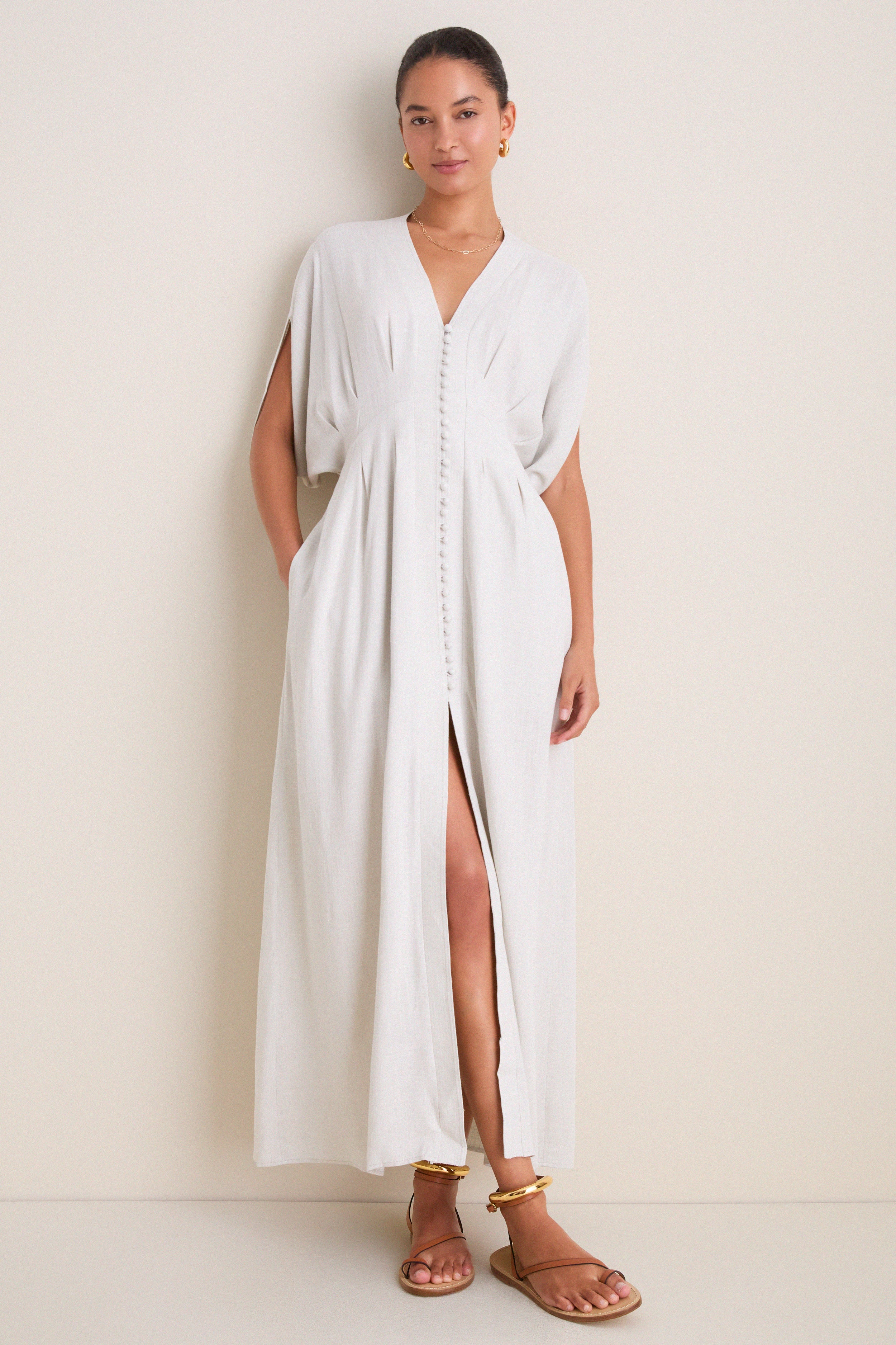 Chrystie Dress, 6 | Stone | Women's Dresses | Viscose/Linen