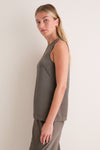 Taupe Satin Maxime Top