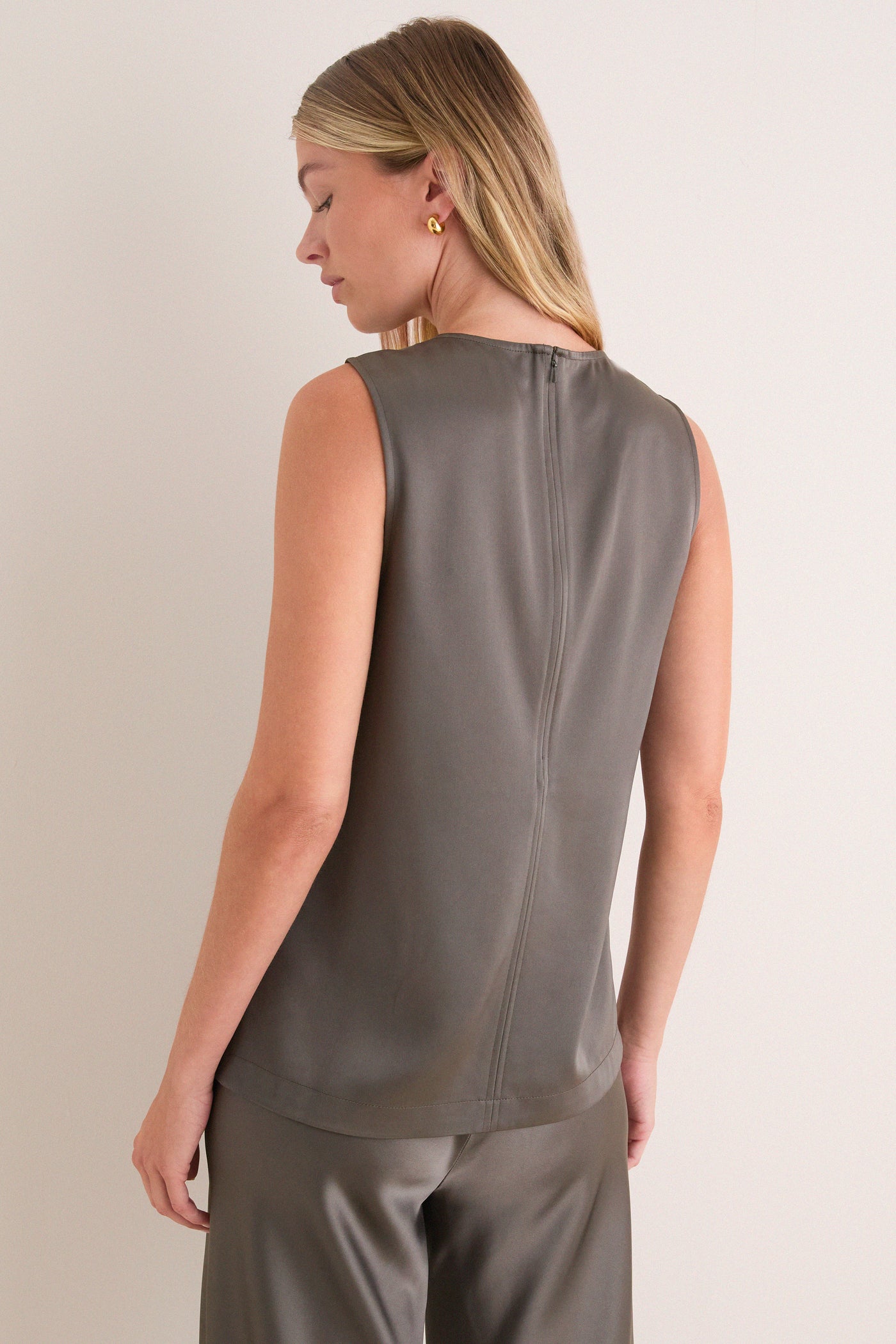 Taupe Satin Maxime Top