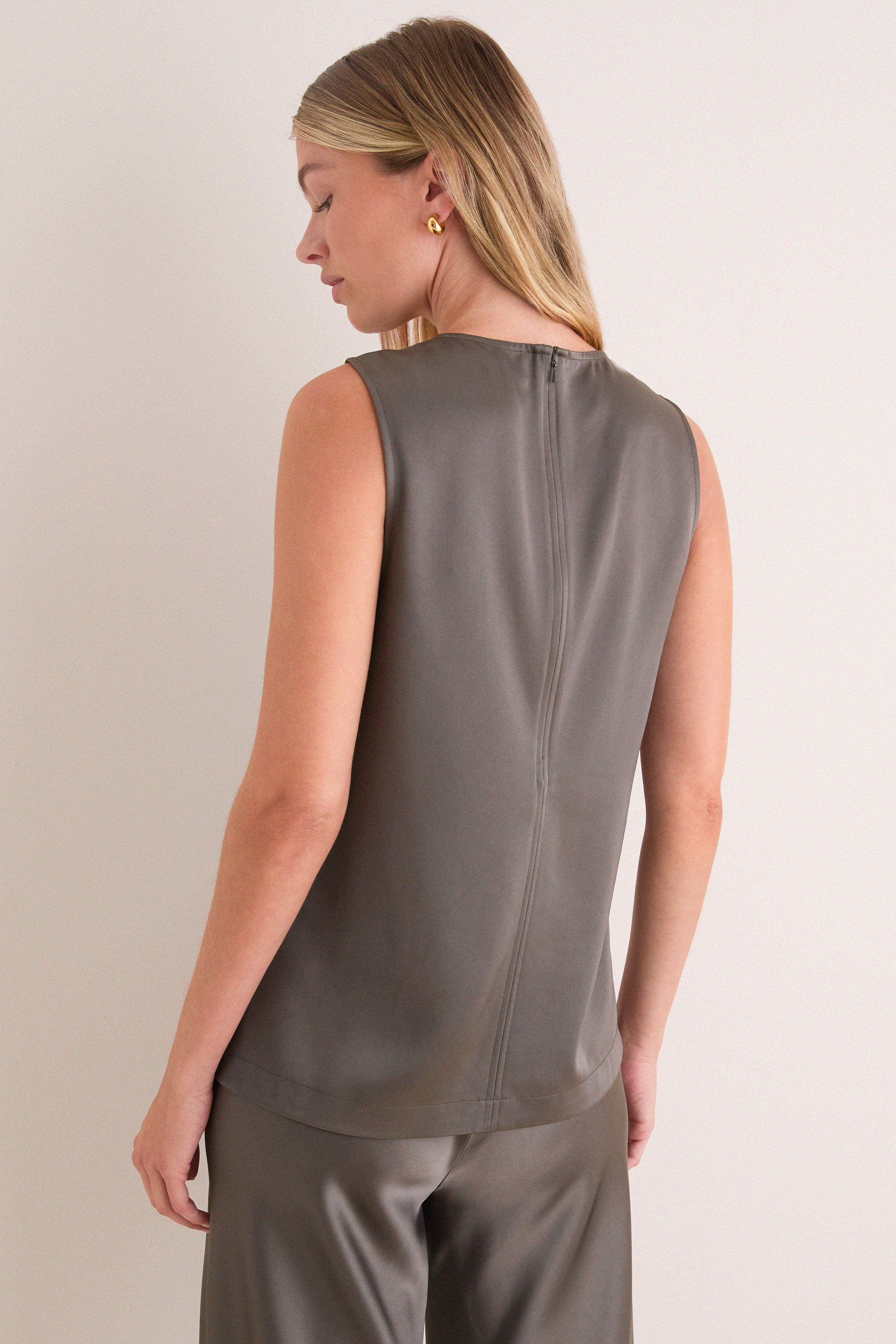 Taupe Satin Maxime Top