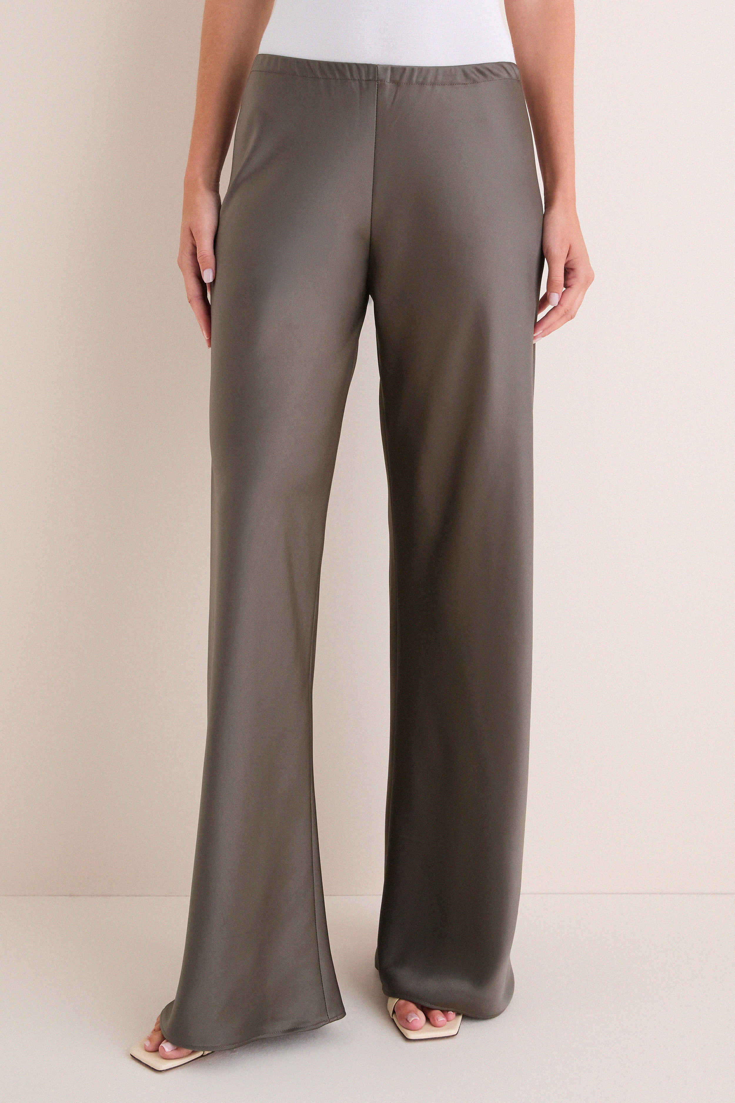 Taupe Satin Colby Pants