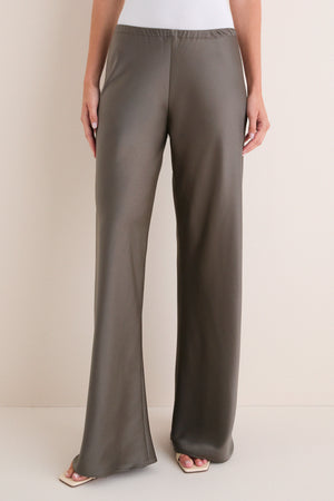 Taupe Satin Colby Pants