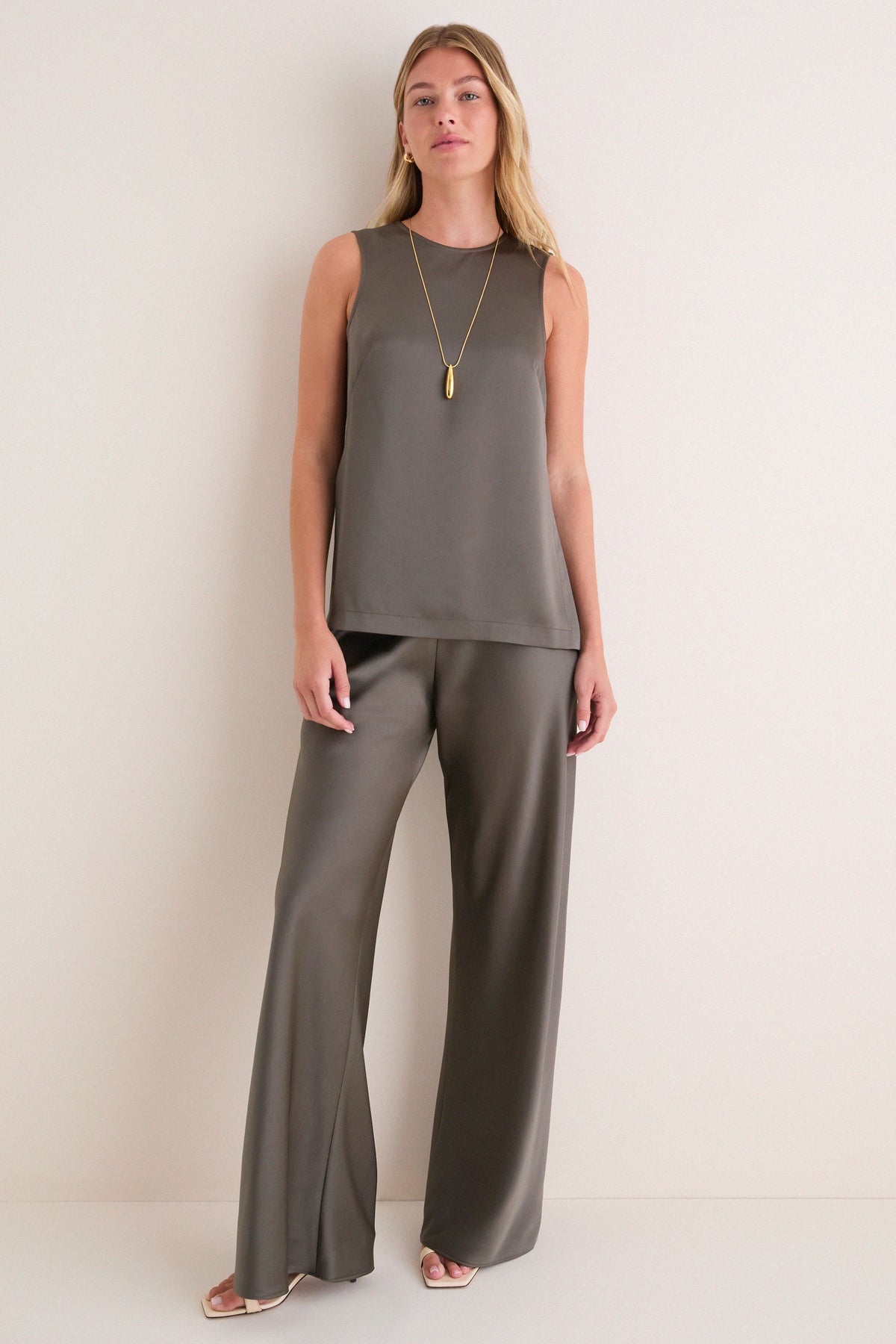Taupe Satin Colby Pants