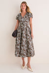 Taupe Floral Avalon Midi Dress