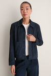 Navy Suede Cropped Val Jacket
