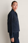 Navy Suede Cropped Val Jacket
